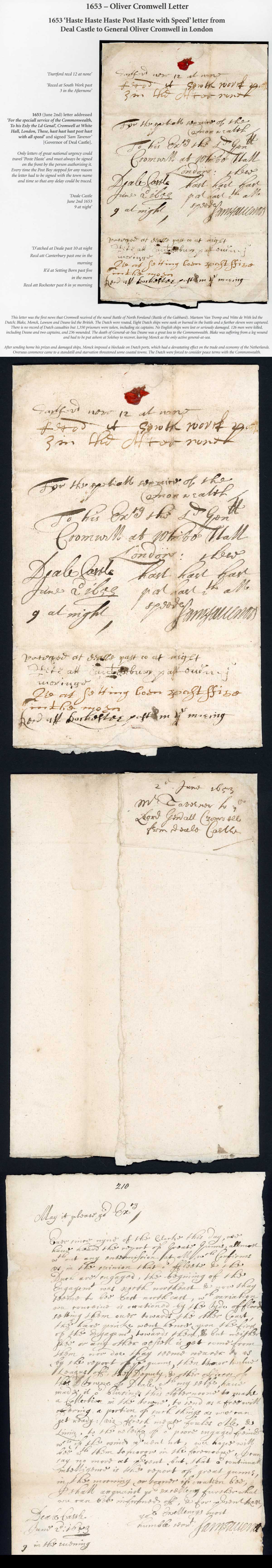 1653 Haste Post Haste with all Speed letter to Oliver Cromwell Ultra