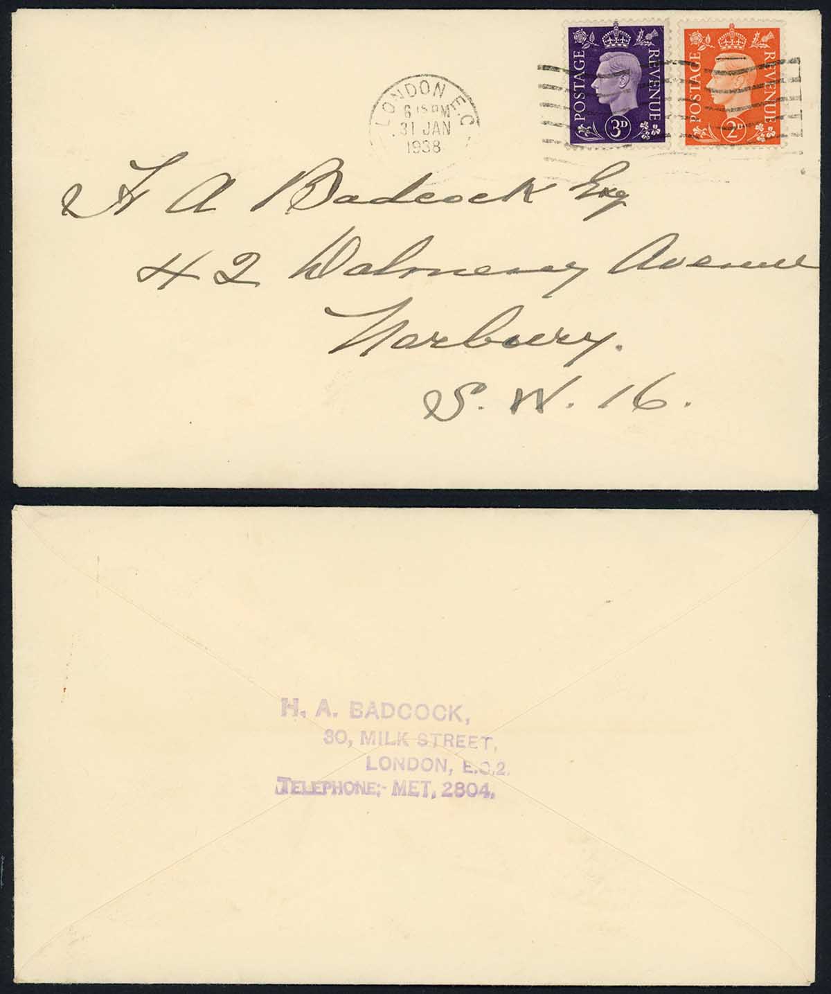 KGVI 2d and 3d on a 31 Jan 1938 First Day Cover Mark Bloxham Stamps Ltd