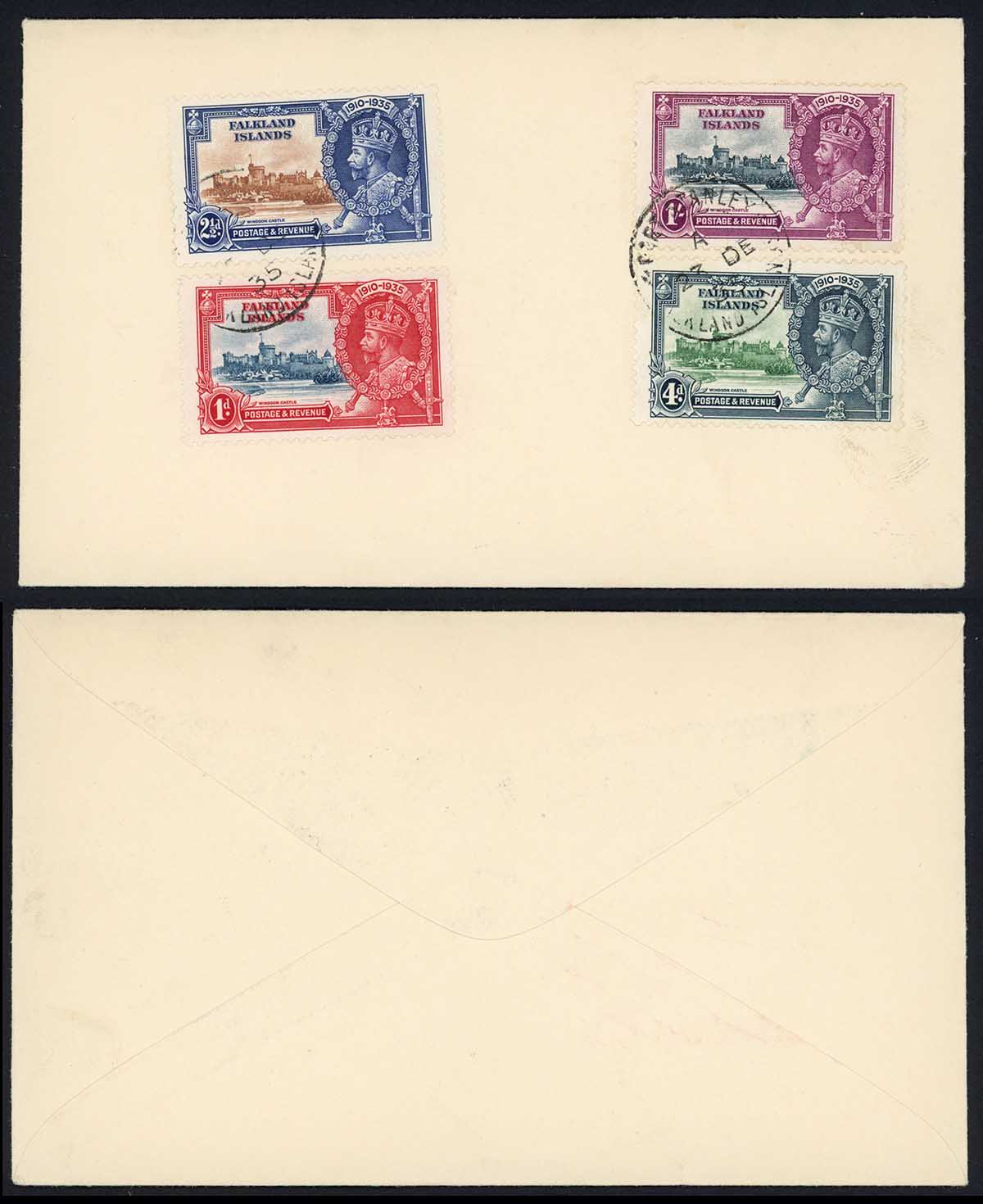 Falkland Is SG139/42 1935 Silver Jubilee CDS on an envelope Cat 16 ...