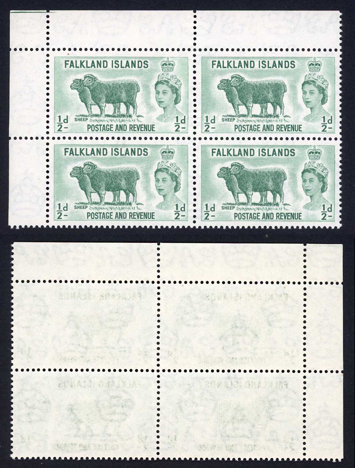 Falkland Is SG187 1/2d Sheep U/M Block – Mark Bloxham Stamps Ltd